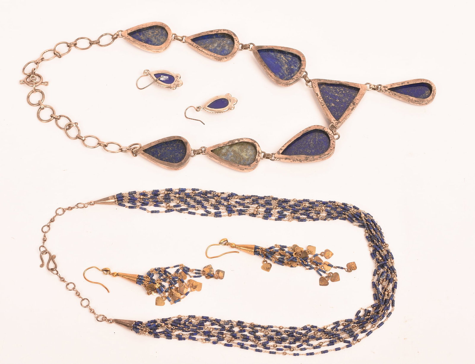 Two Lapis Necklace and Earring Sets. - 6