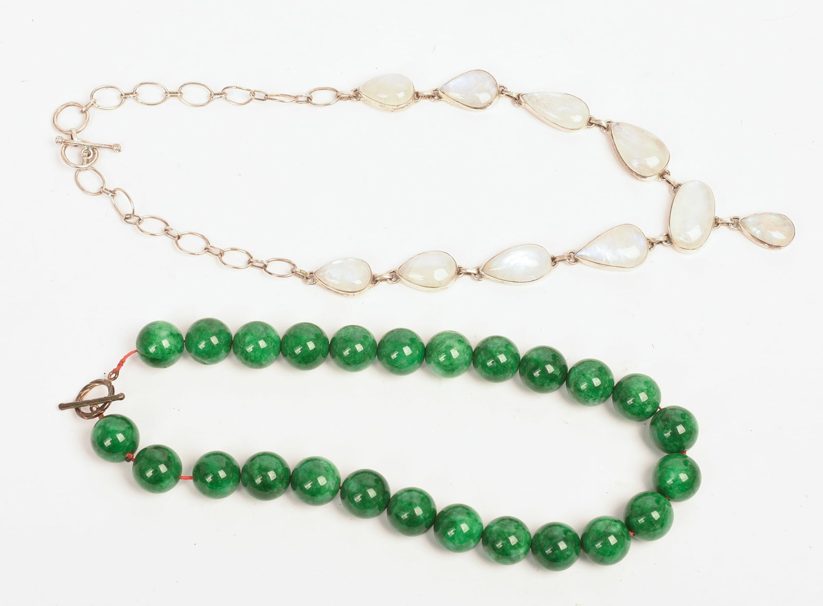 Two Necklaces: Jade and Moonstone. - 2