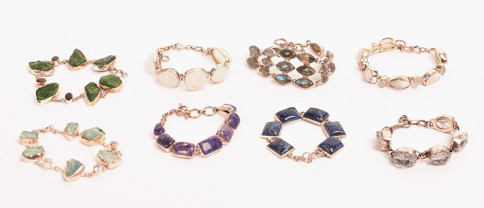 Eight Semi-Precious Stone Bracelets. - 2