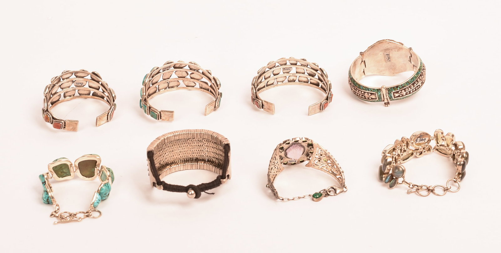 Eight Semi-Precious Stone Bracelets. - 3