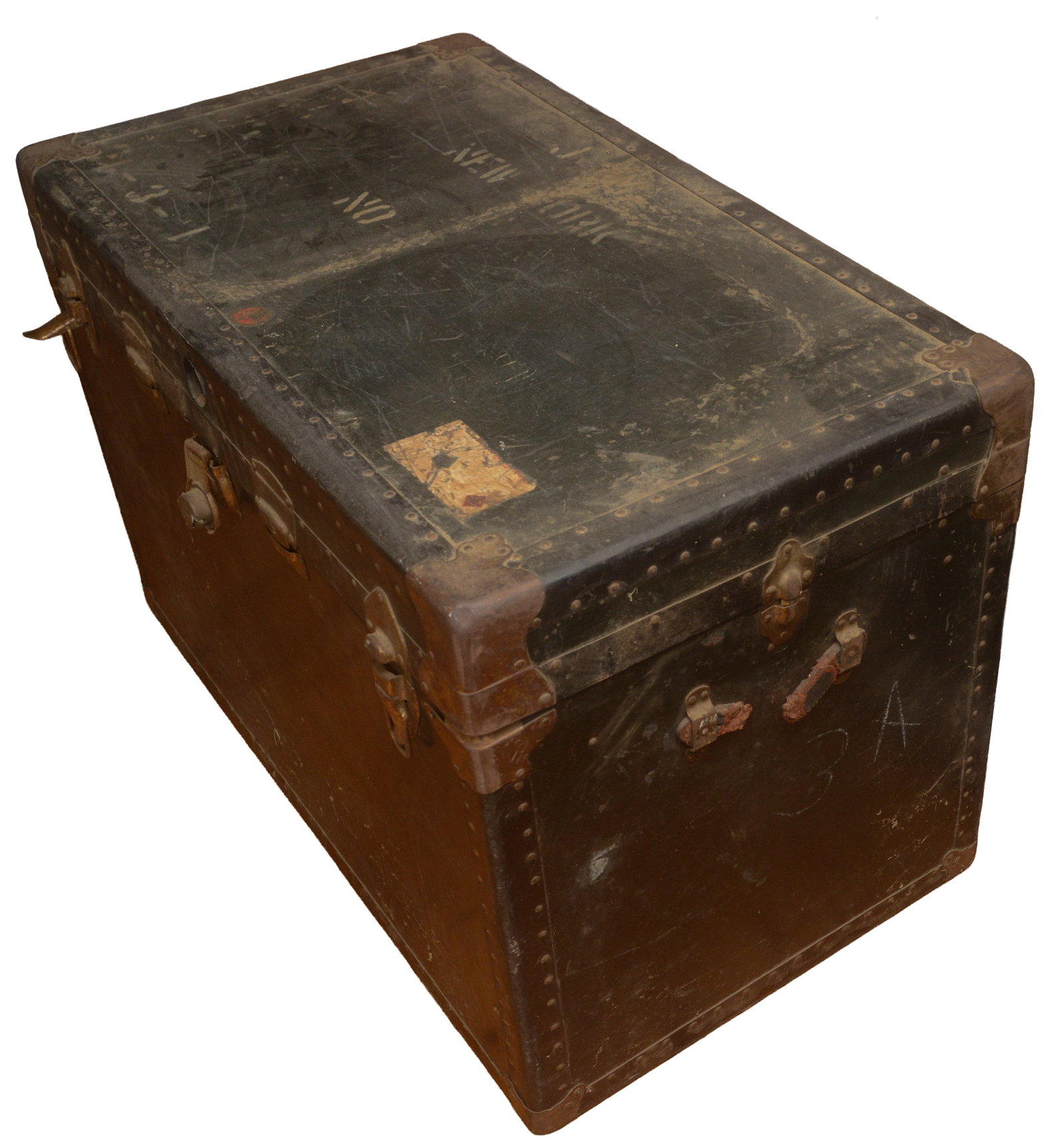 Steamer Trunk: 26 x 39 x 23 inches. NO SHIPPING AVAILABLE. This item must be picked up Friday, June 19th in Kennebunkport, Maine.