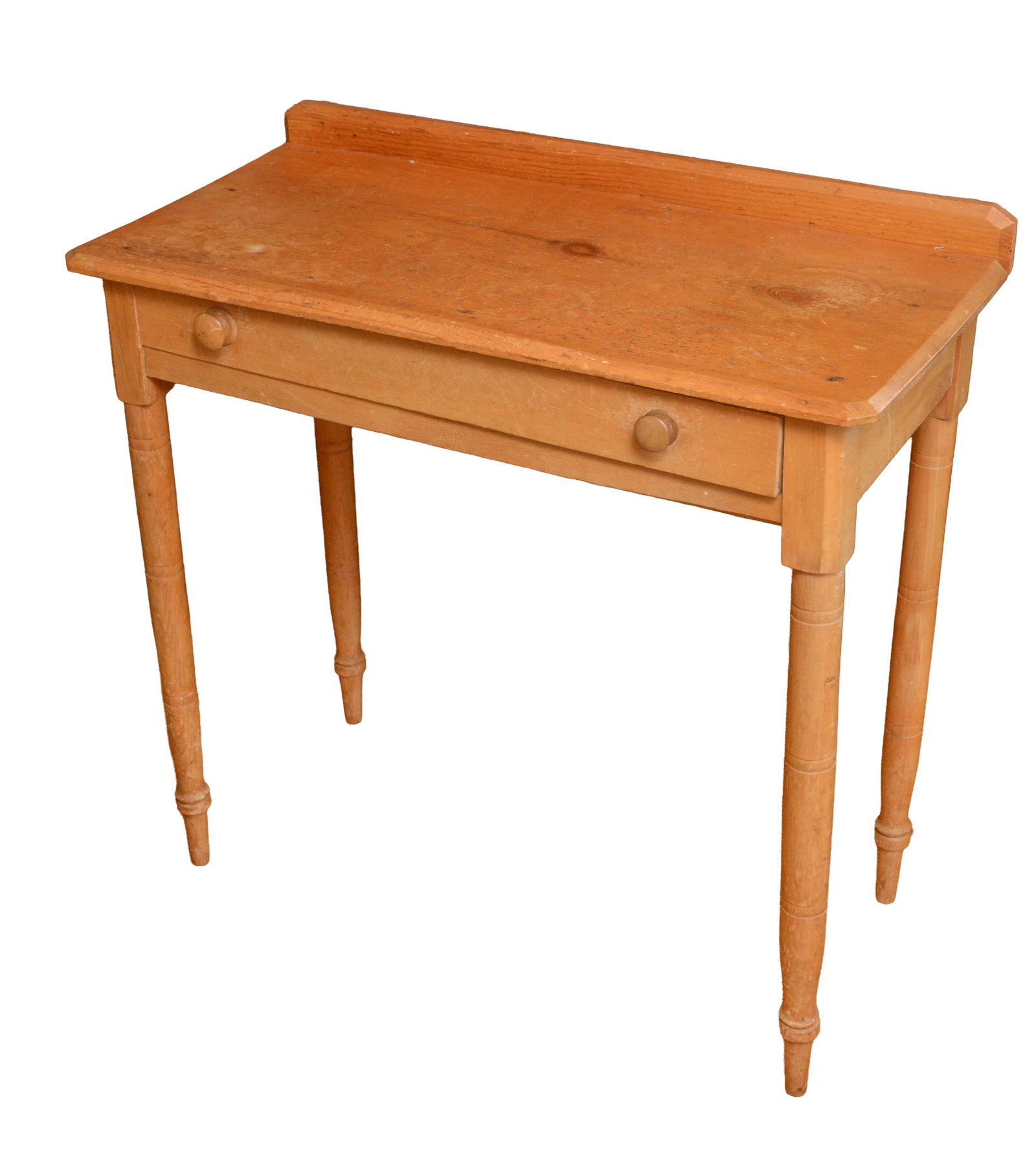 Pine Sheraton Work Table.: Height 29 inches, width 32 inches, depth 16 inches. NO SHIPPING AVAILABLE. This item must be picked up Friday, June 19th in Kennebunkport, Maine.