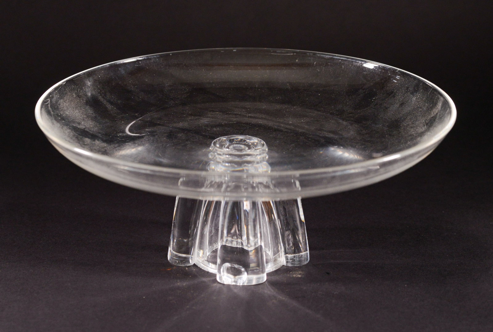 Crystal Center Bowl.: Diameter 12 inches, chips at foot.