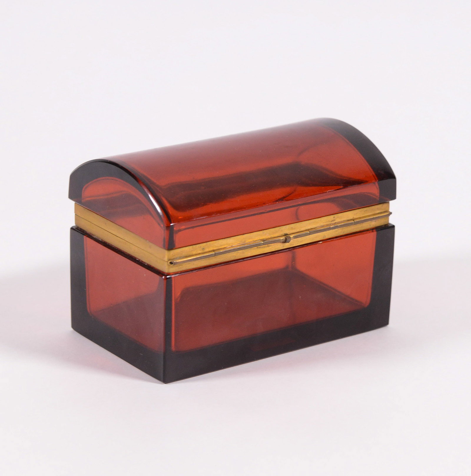 Amber Glass Dome Top Box.: 4 x 5.5 x 3.25 inches.