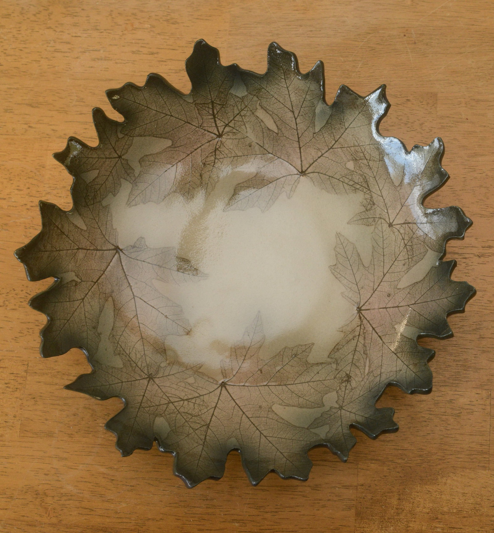 Studio Pottery Bowl With Leaves. (1 of 4)