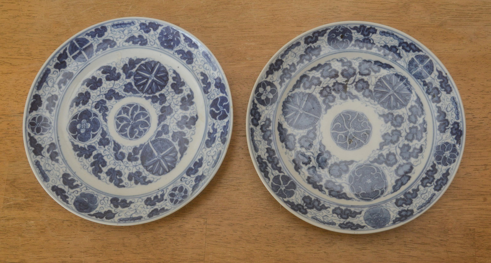 Pair of Antique Blue and White Plates.: Diameter 8 inches, good condition.