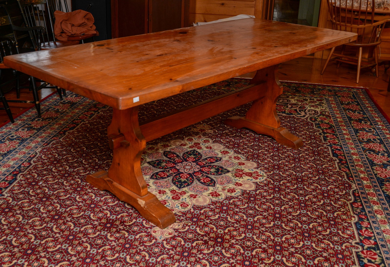 Pine Trestle Dining Table. - 3