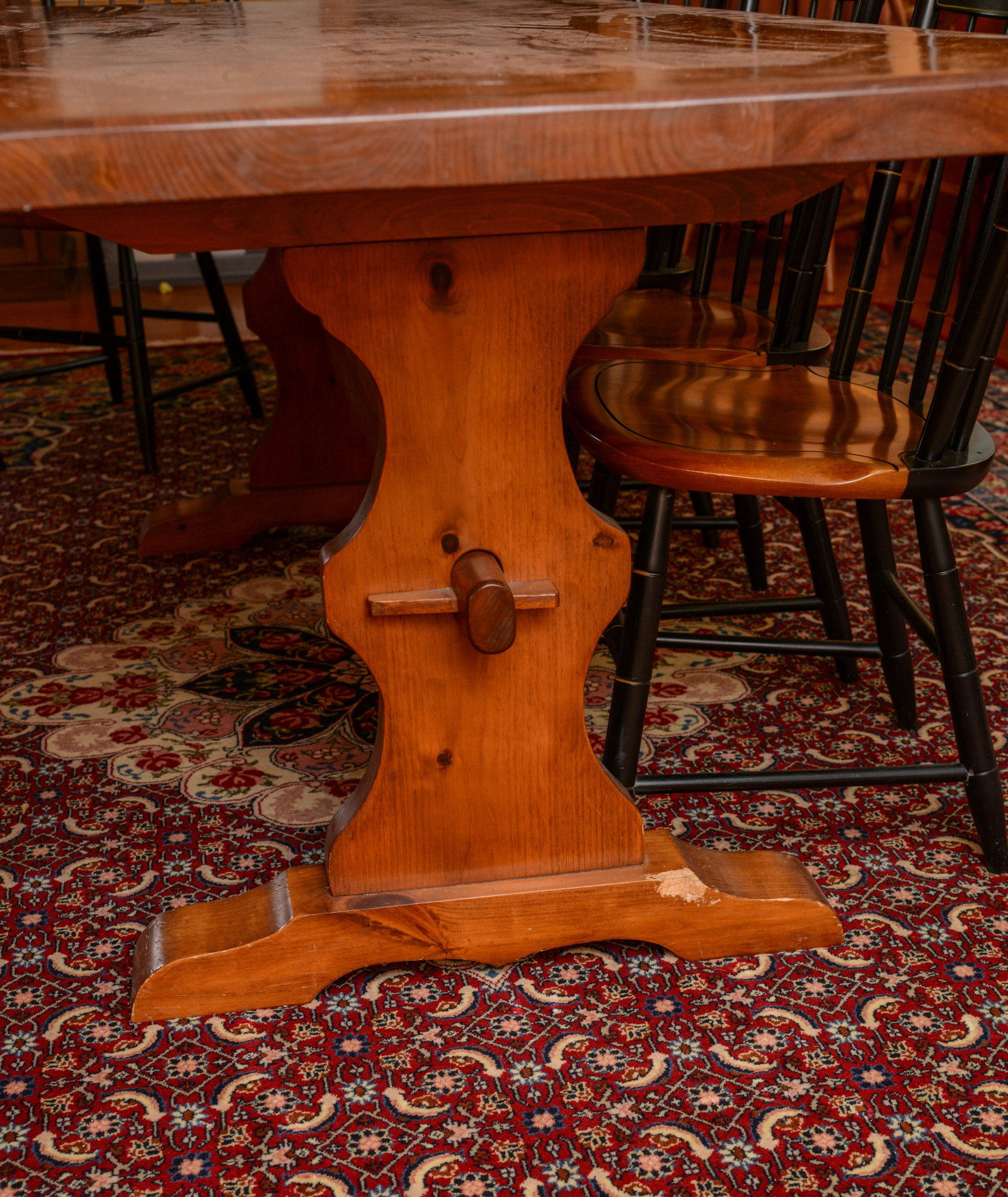 Pine Trestle Dining Table. - 5