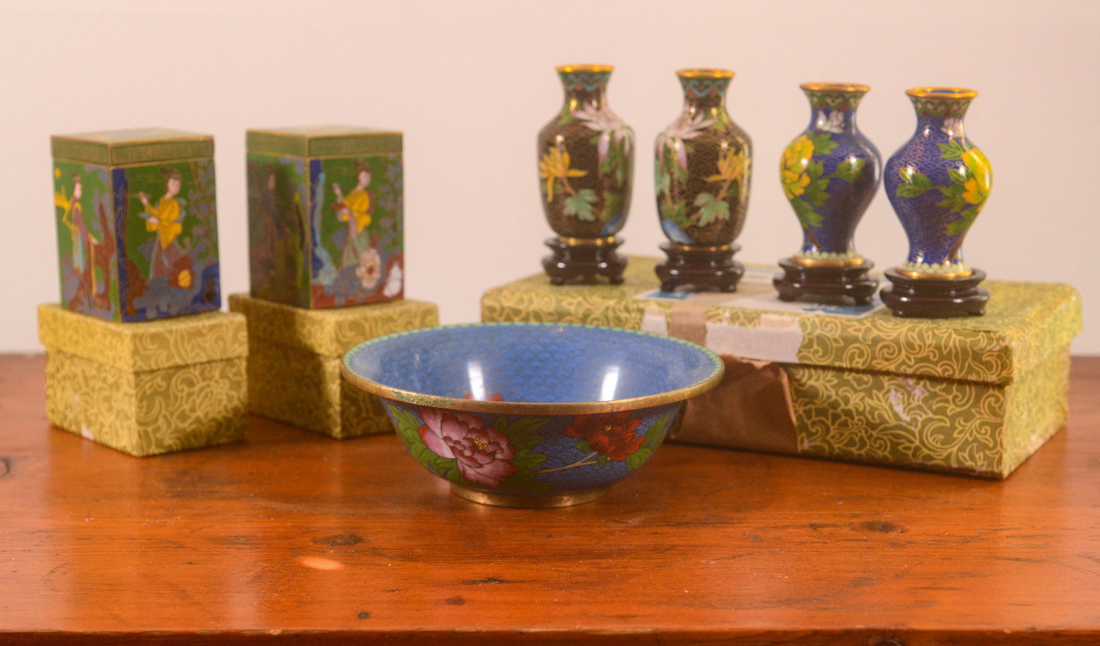 Nine Chinese Cloisonne Items. (1 of 4)