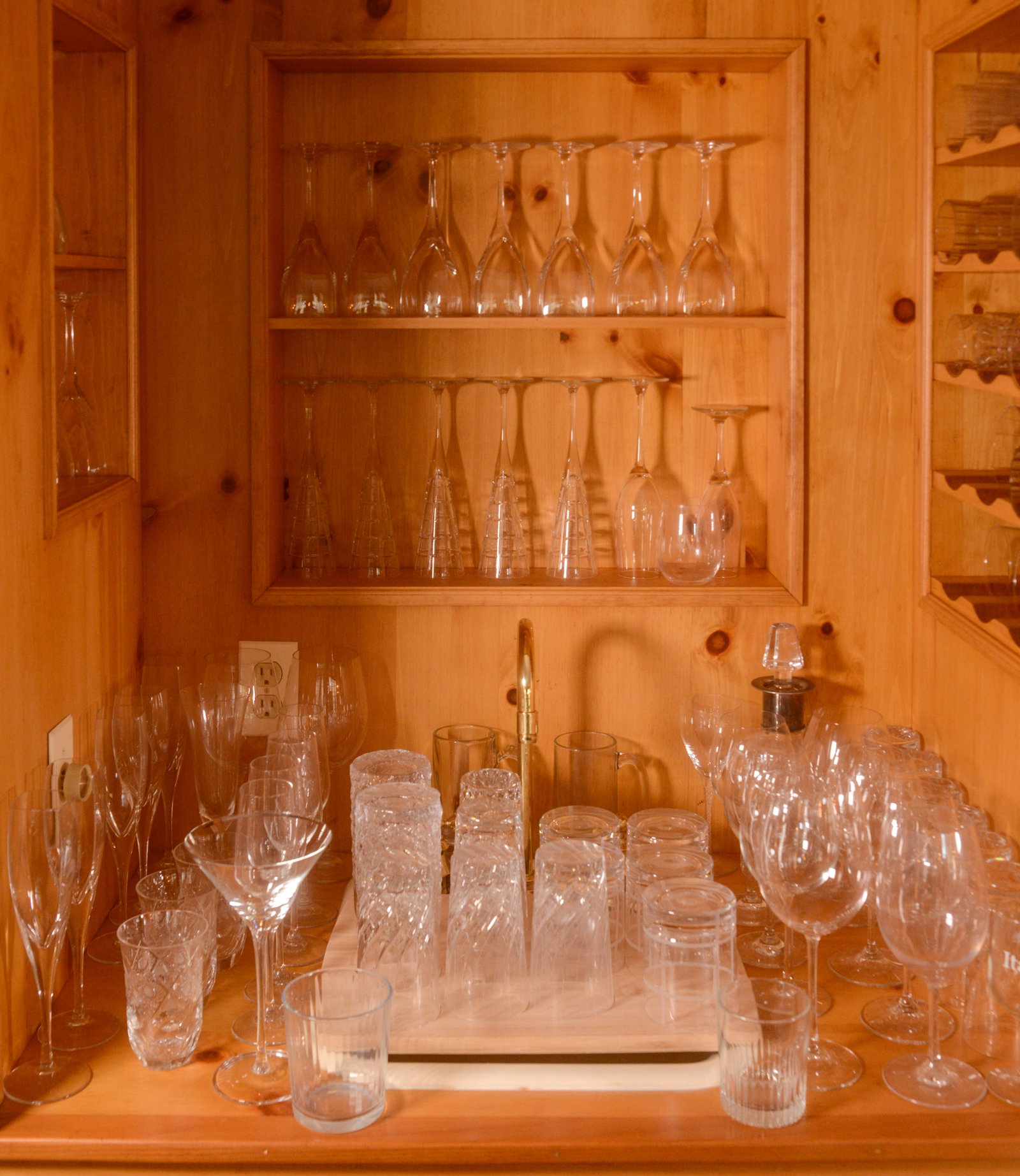 Extensive Collection of Crystal and Glass.: Champagne flutes, wine glasses, and others. This lot is not available for shipping.