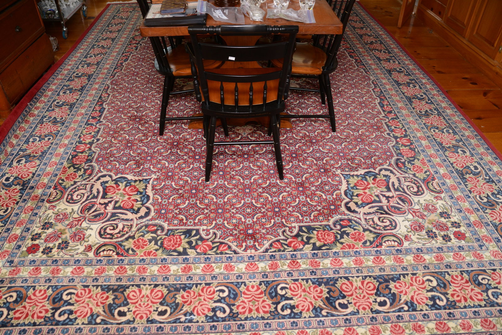 Room Size Oriental Carpet.: 14 feet 3 inches by 9 feet 11 inches. Good condition.