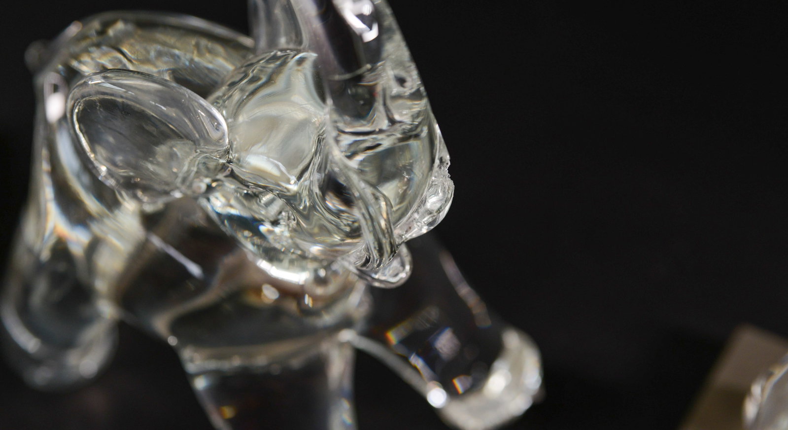 Three Crystal Elephants. - 2
