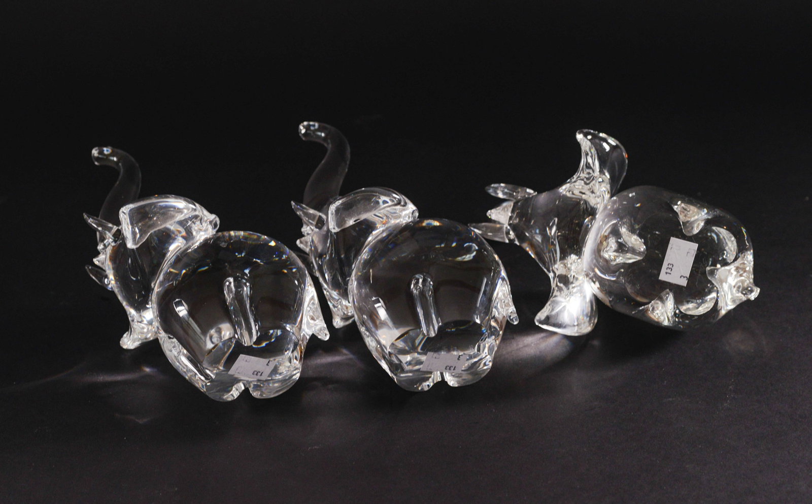 Three Steuben Glass Elephants. - 4