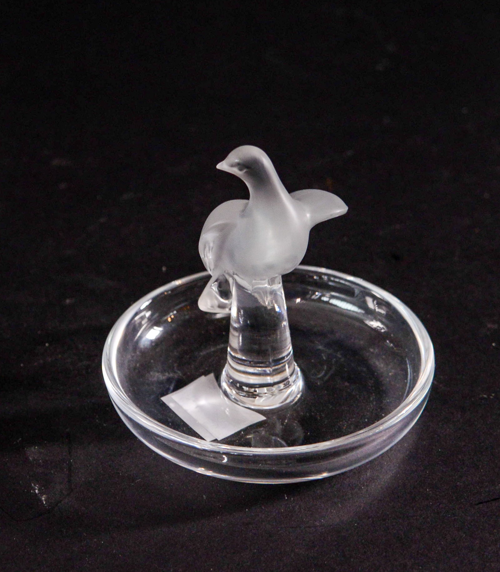 Lalique Crystal Ring Holder With Bird.: Diameter 3.5 inches, good condition.
