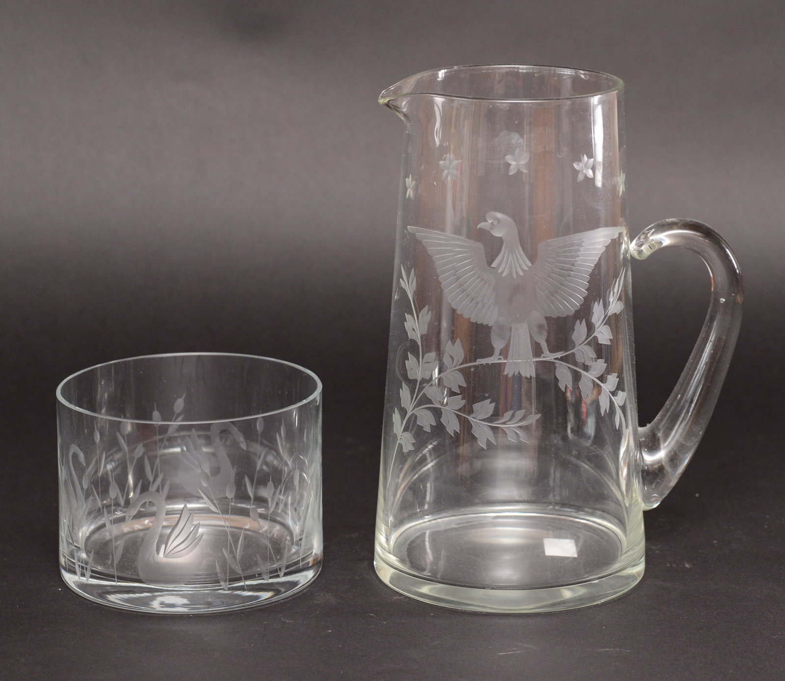 Two Etched Glass Pieces. - 2