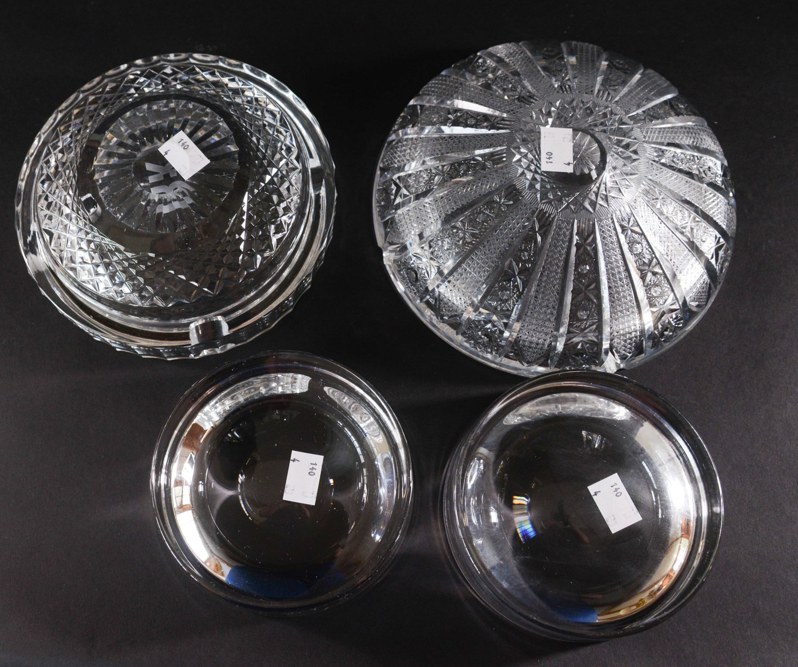 Four Crystal Ashtrays. - 2