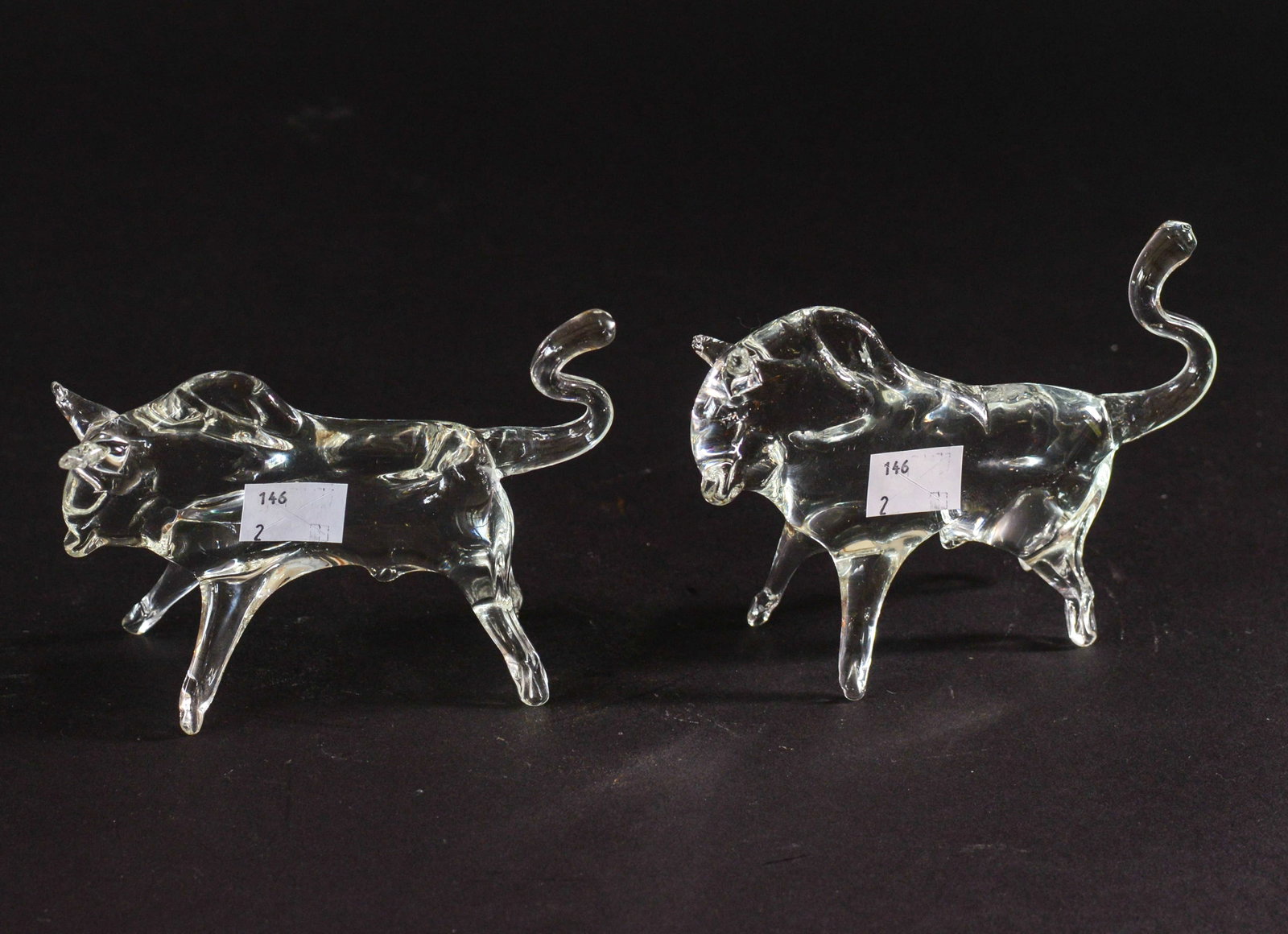 Two Blown Glass Bulls. - 2