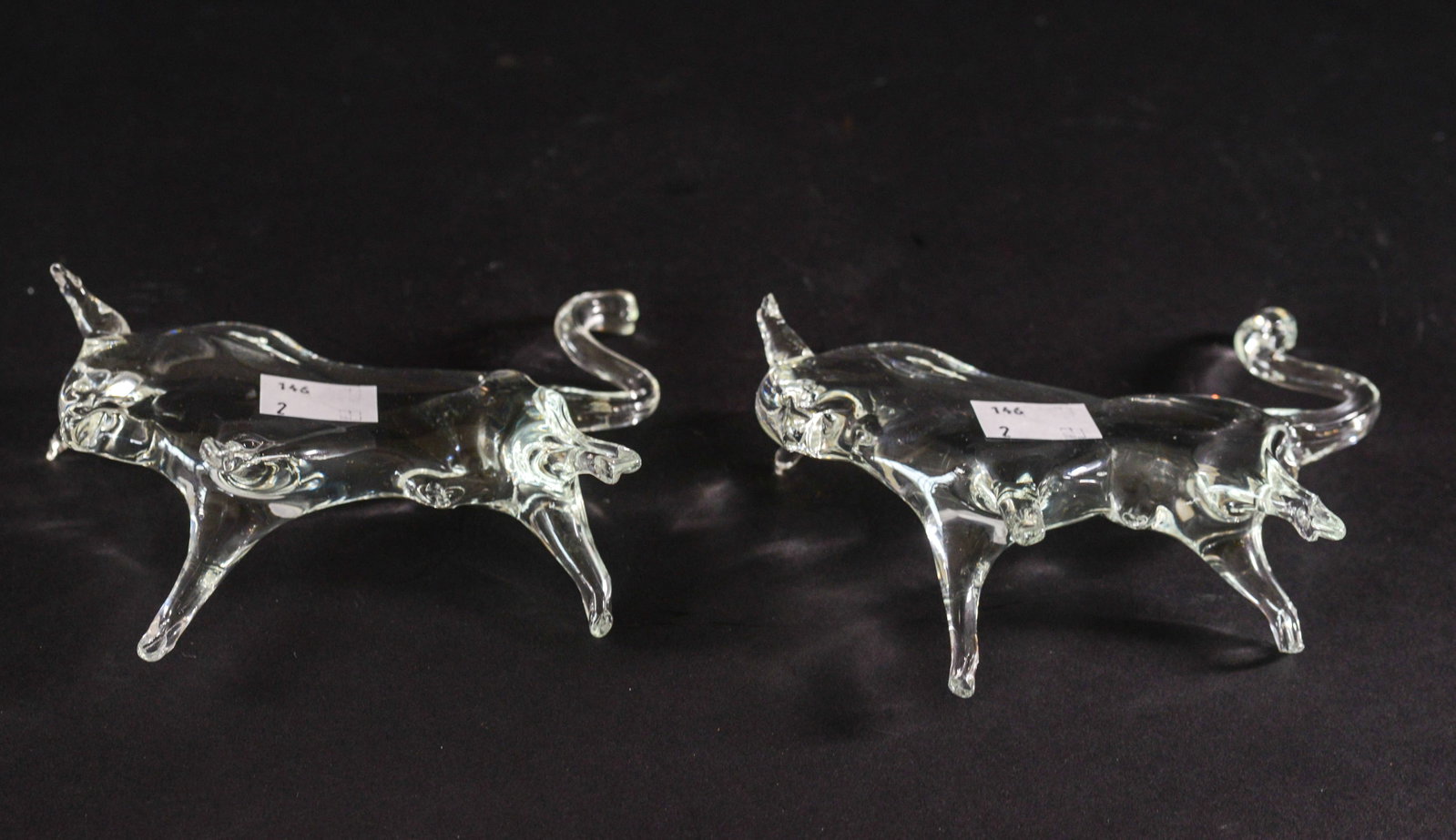 Two Blown Glass Bulls. - 4