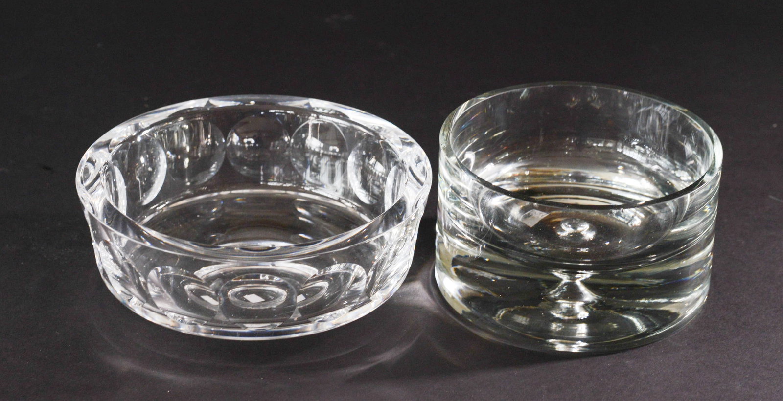Two Crystal Bowls.: Diameters 6.25 and 7.75 inches.