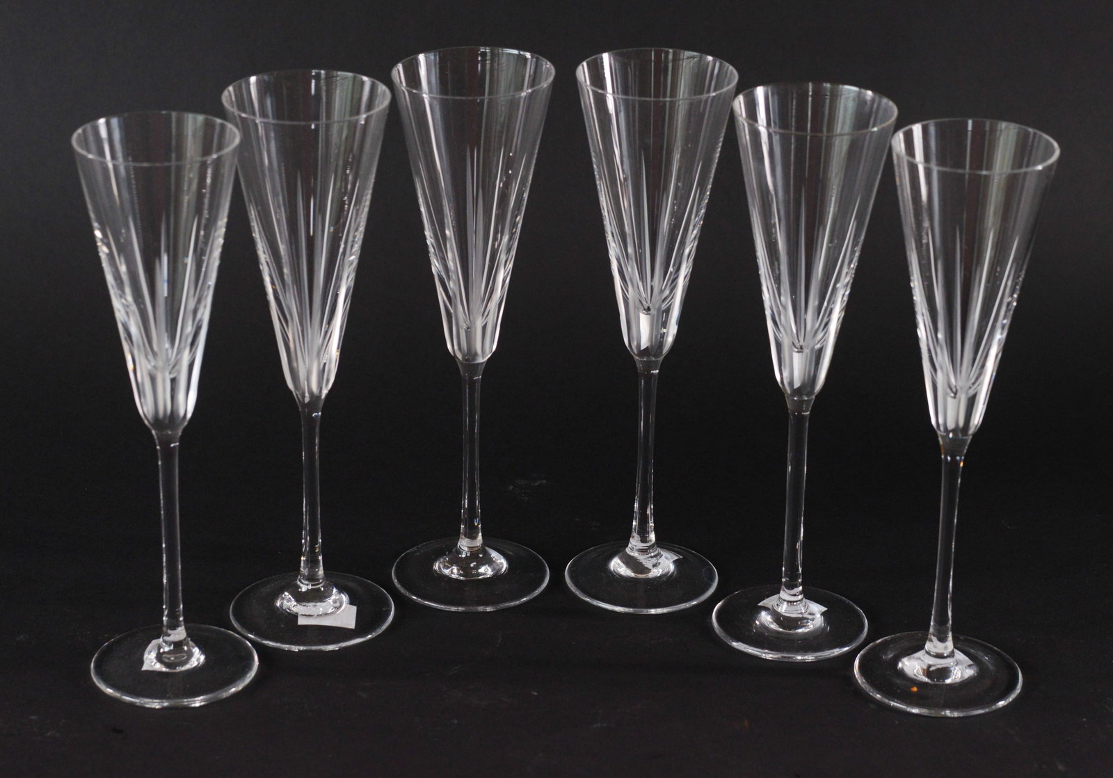 Six Crystal Champagne Flutes. - 2