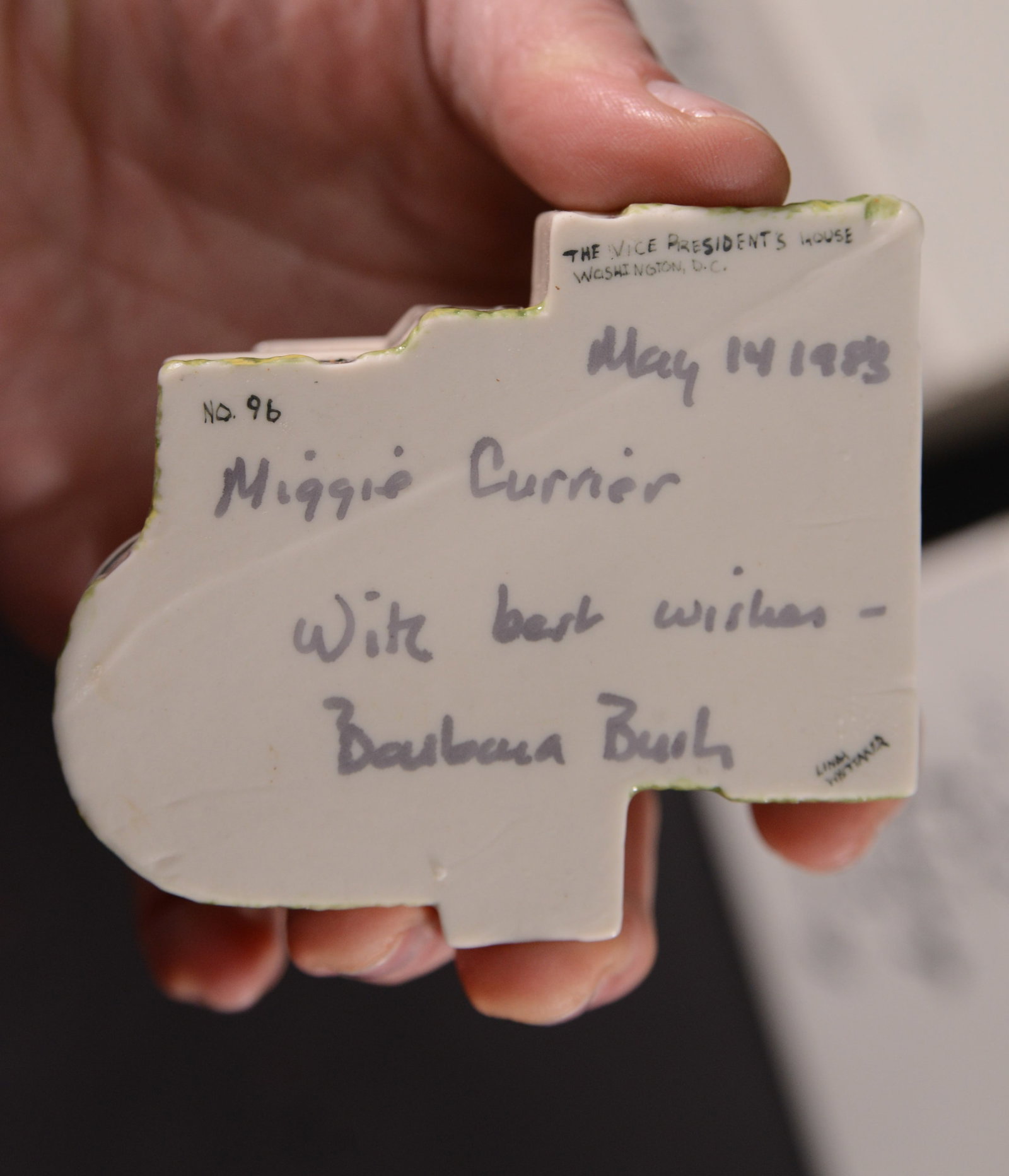 Three Barbara Bush Signed Porcelain Boxes. - 5