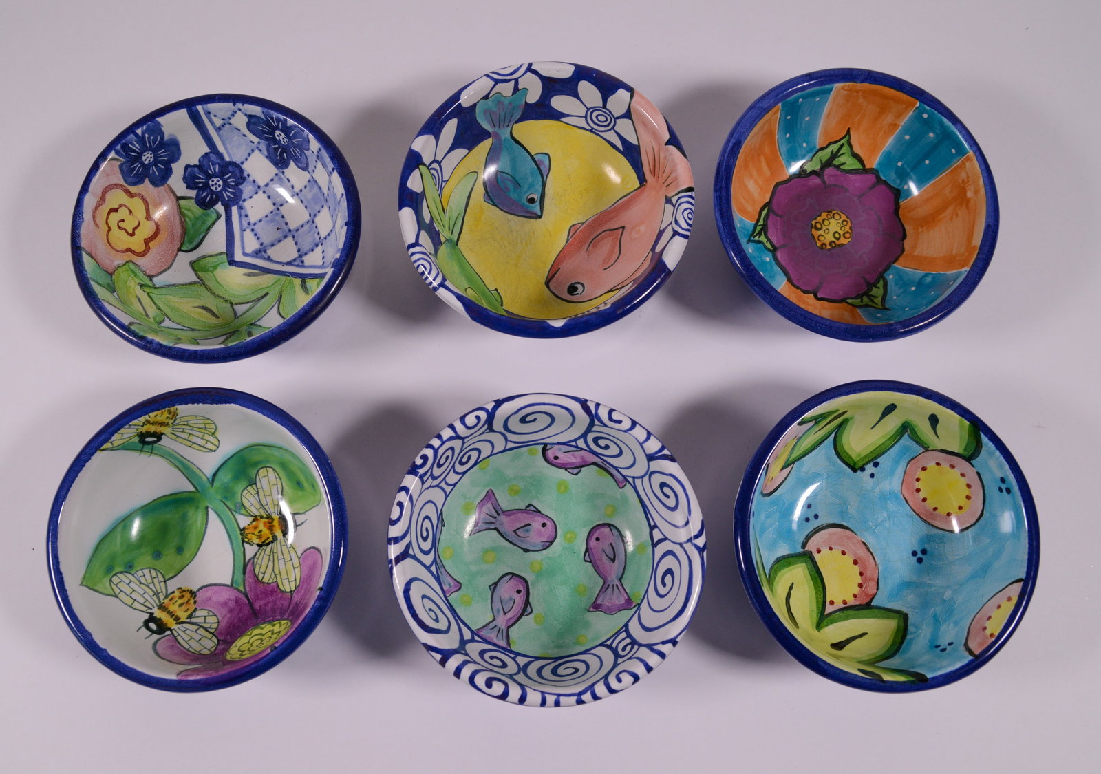 Six Damariscotta Pottery Bowls.: Diameter 5.5 inches.