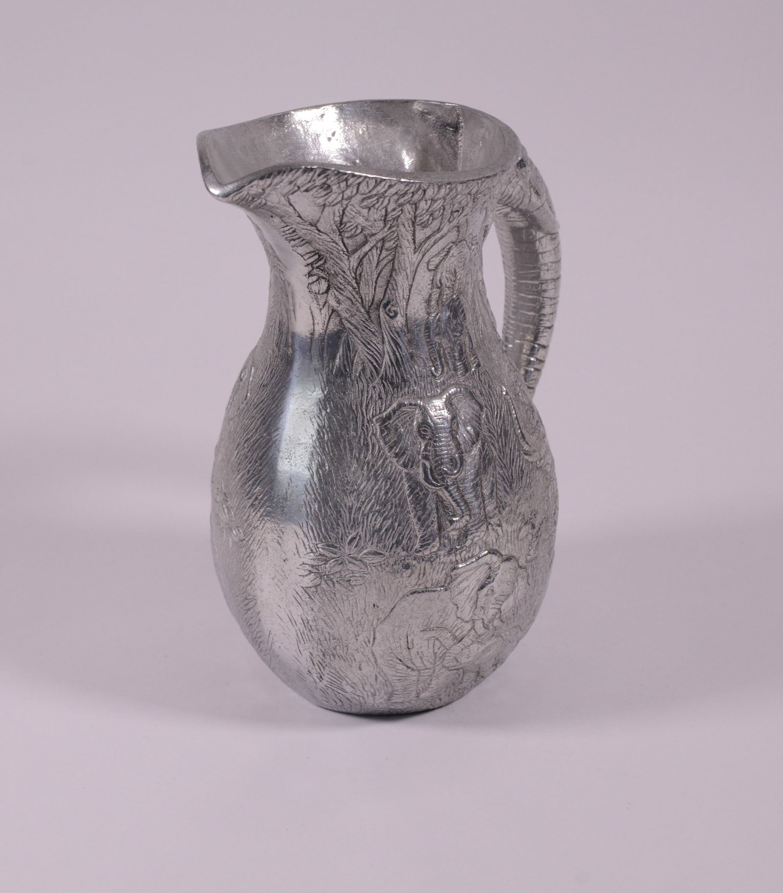 Pewter Pitcher With Elephants. - 2