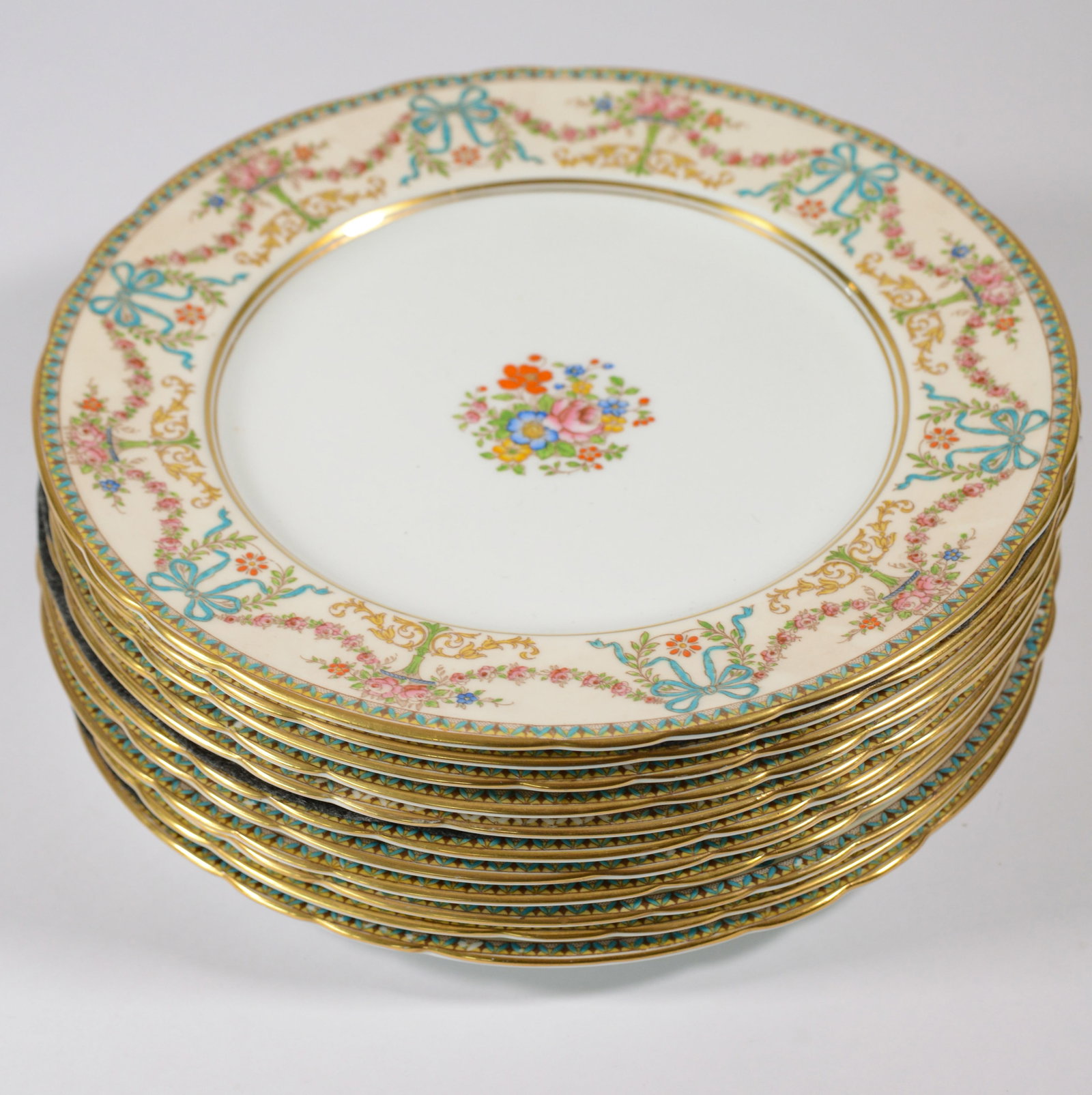 Eleven Aynsley Rosedale Dinner Plates.: Diameter 10.5 inches. Good condition.