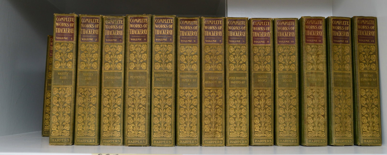 The Complete Works of Thackeray, 22 Volumes.: Harper & Brothers, New York and London. Good condition. Missing volumes 13, 15 and 23