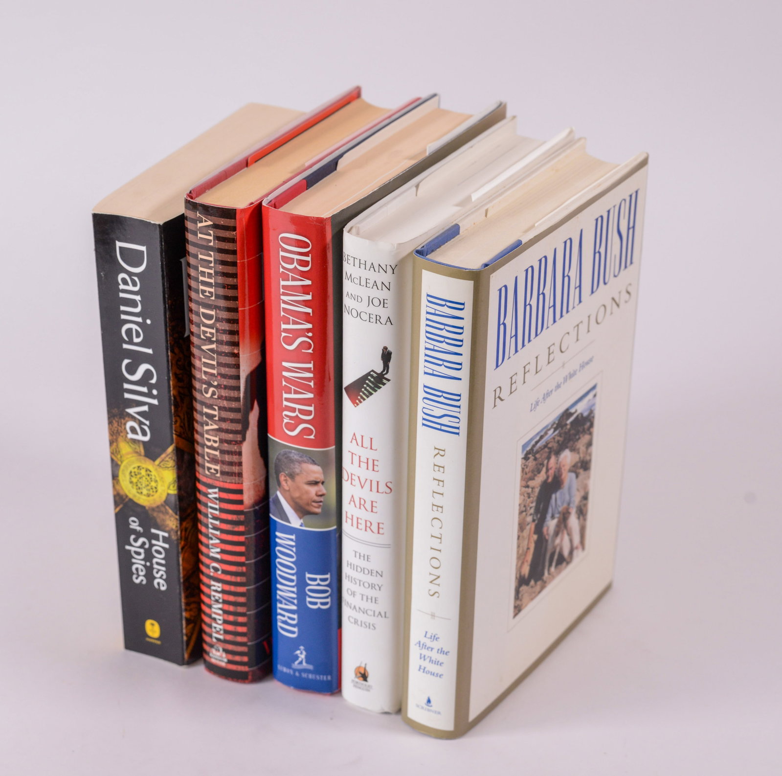 Five Signed Books.: Barbara Bush, Reflections. Joe Nocera, All the Devils are Here, inscribed to Jerry Weintraub. Bob Woodward, Obama's Wars, inscribed to Jerry Weintraub. William C. Rempel, At the Devil's Table. Daniel