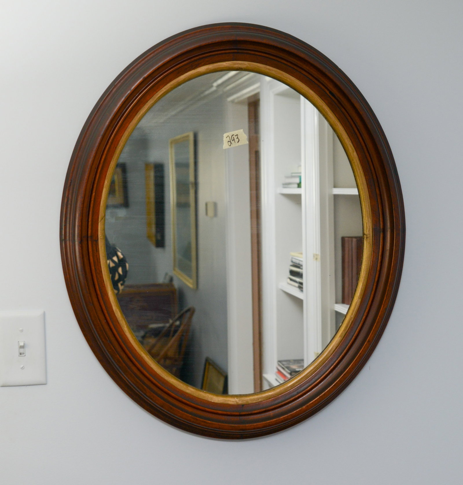 Oval Walnut Ogee Mirror.: 25 x 21 inches.
