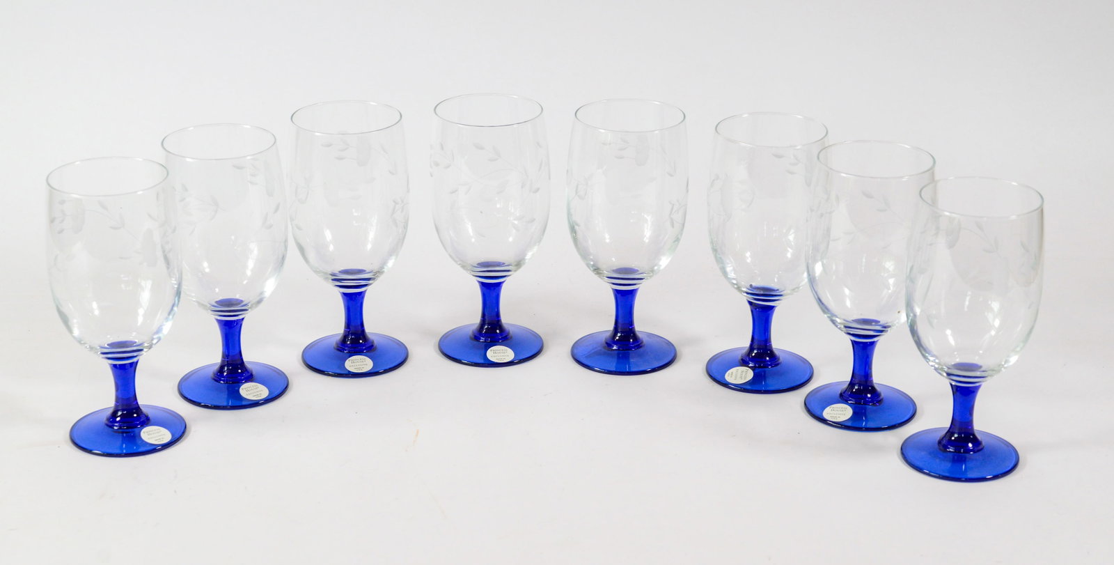 Eight Princess House Etched Glass Goblets.: Height 7 inches.