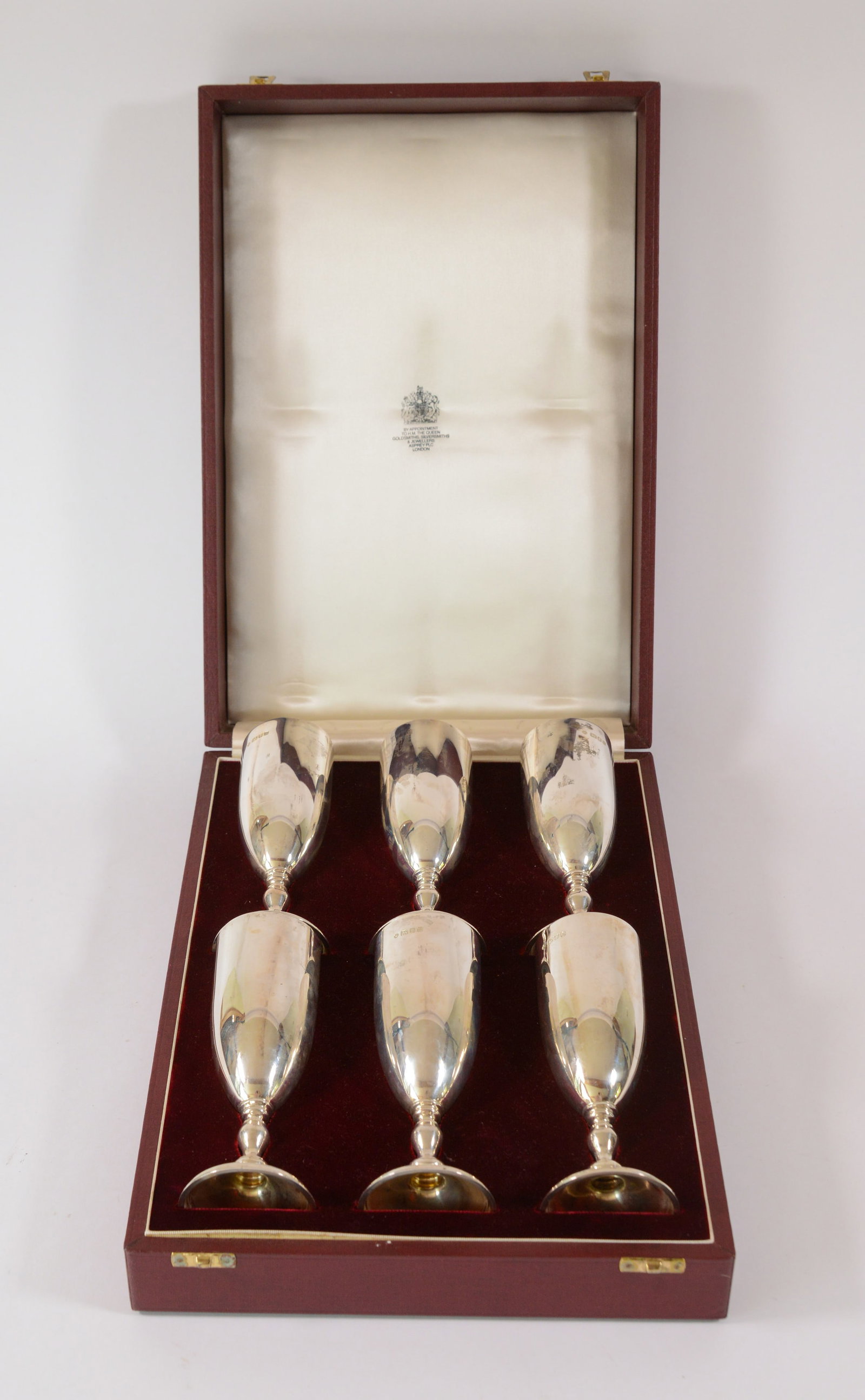 Six Asprey Sterling Goblets. - 2