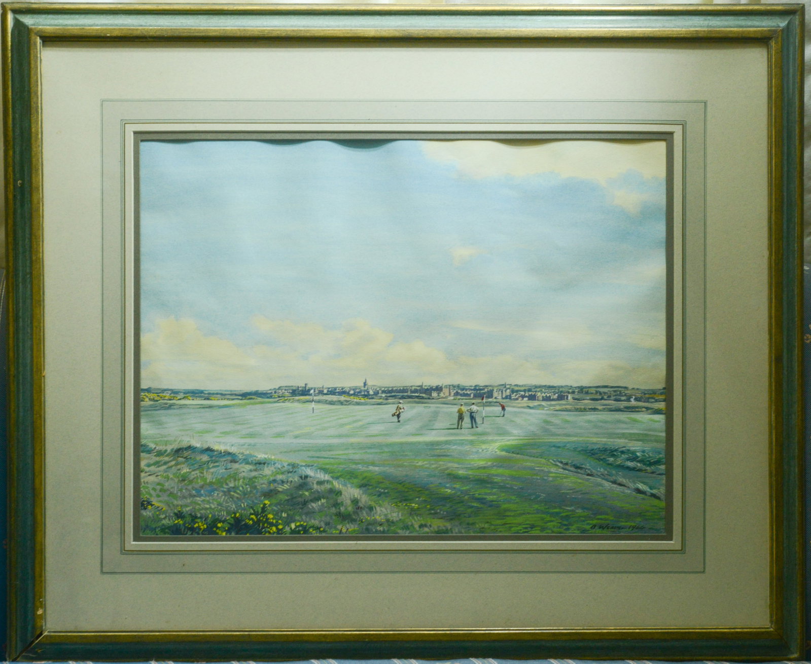 Arthur Weaver (1918-2008). Golfing.: Watercolor on paper, 17.5 x 23.5 inches, sight, signed and dated 1964. Framed, 29 x 36 inches.