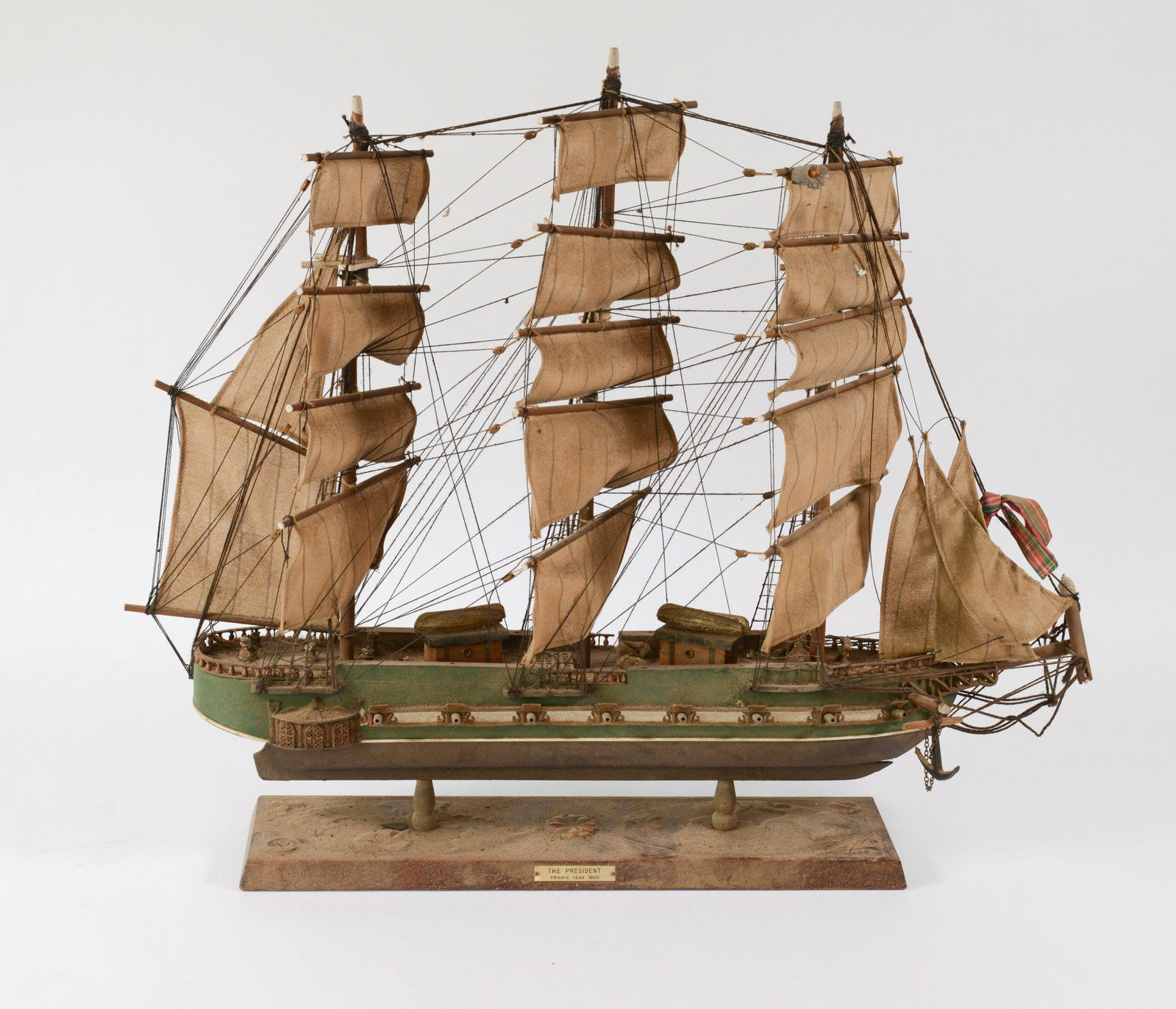Ship Model.: Height 22.5 inches. Some repairs needed.
