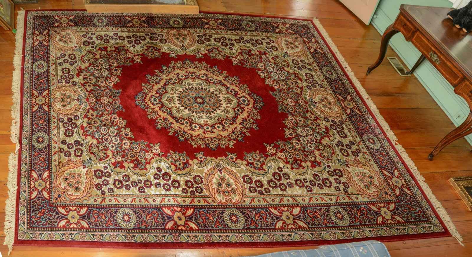 Room Size Wool Oriental Carpet.: 11 feet 2 inches by 8 feet 2 inches. Good condition.
