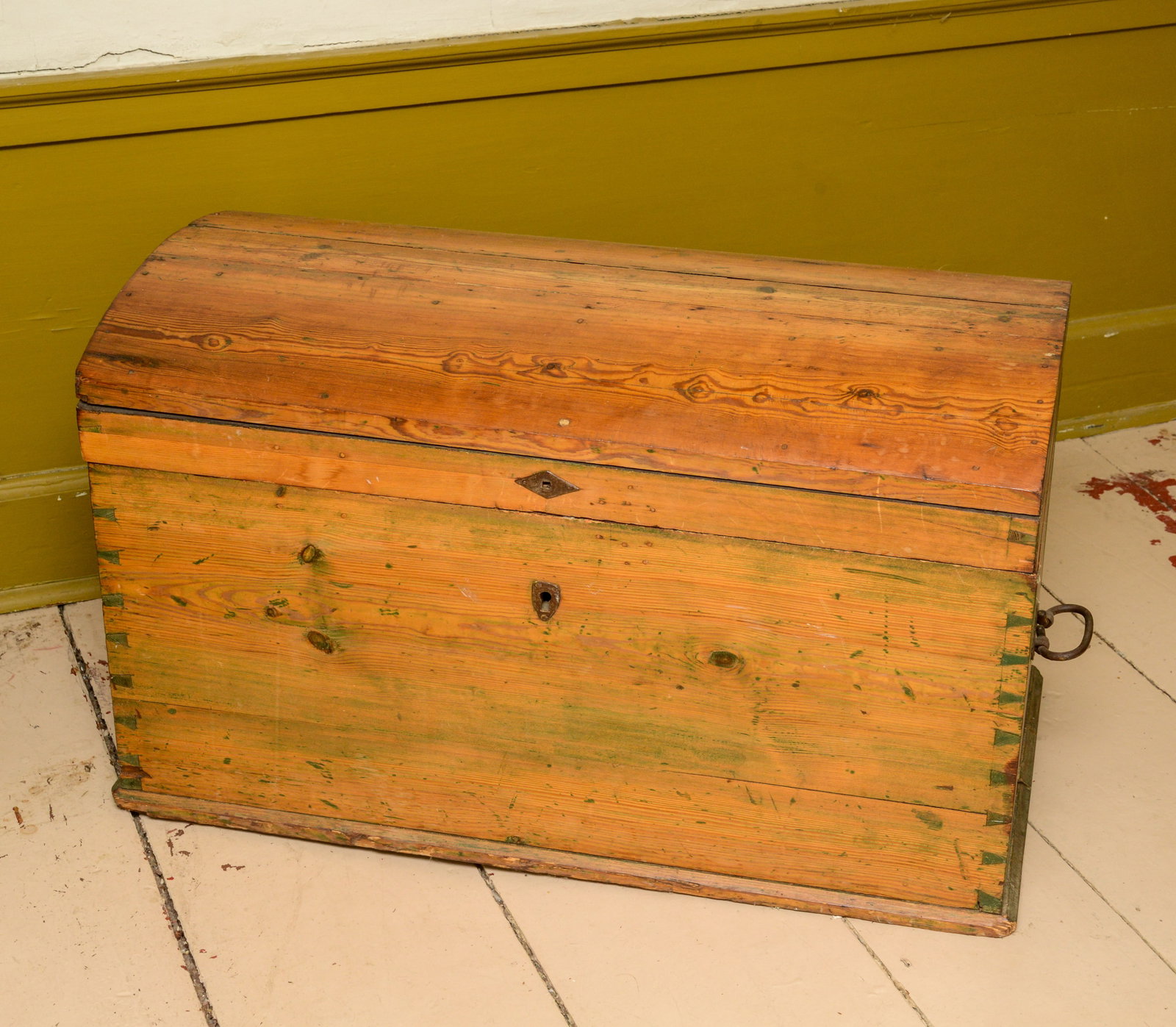 Pine Dome Top Box.: 23 x 39 x 20 inches. NO SHIPPING AVAILABLE. This item must be picked up Friday, June 19th in Kennebunkport, Maine.