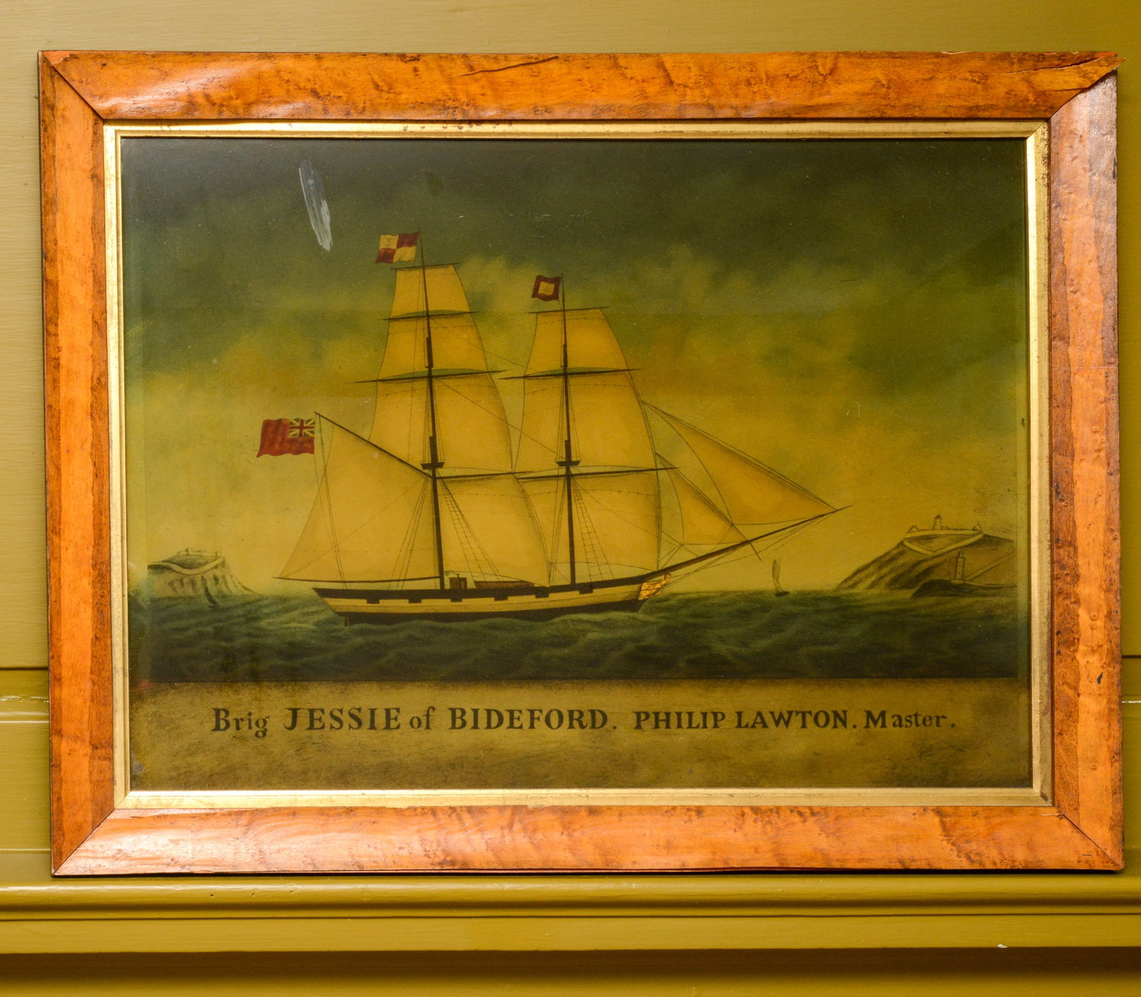 Print: Brig Jessie of Biddeford.: Framed, 20 x 27 inches. Losses to frame.