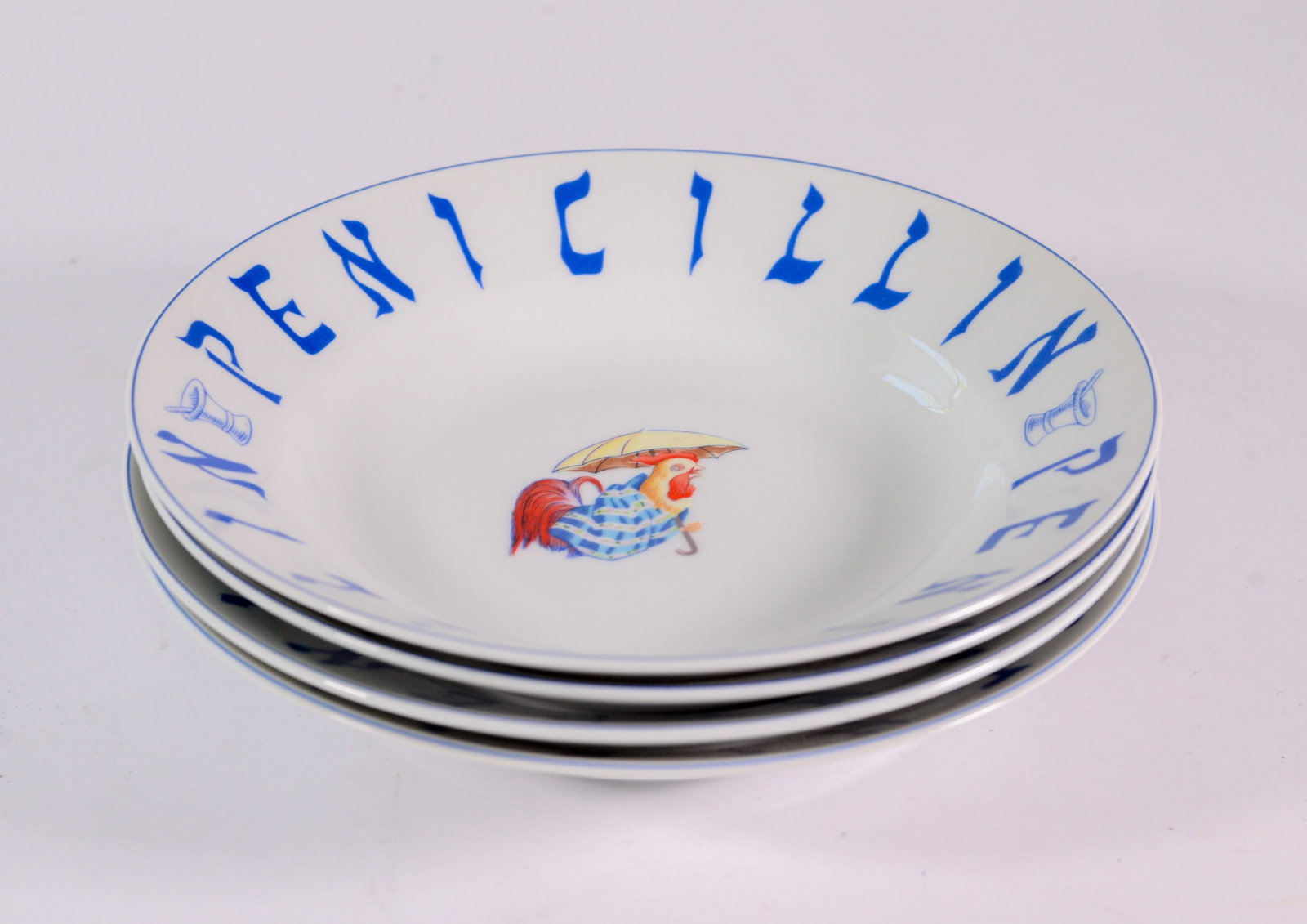 Four Sigma Jewish Penicillin Soup Bowls.: Diameter 9.25 inches.