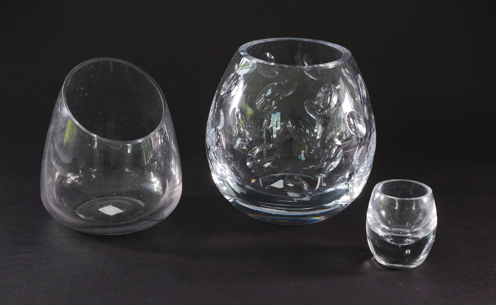 Two Glass Vases and a Candleholder. (1 of 3)