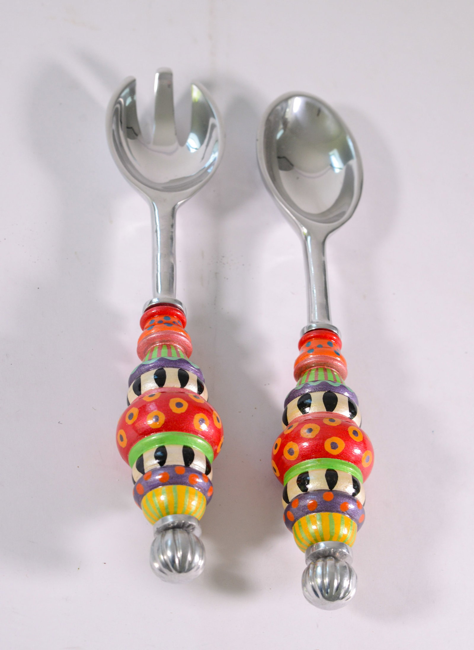 Colorful Salad Serving Set.: Length 12 inches.