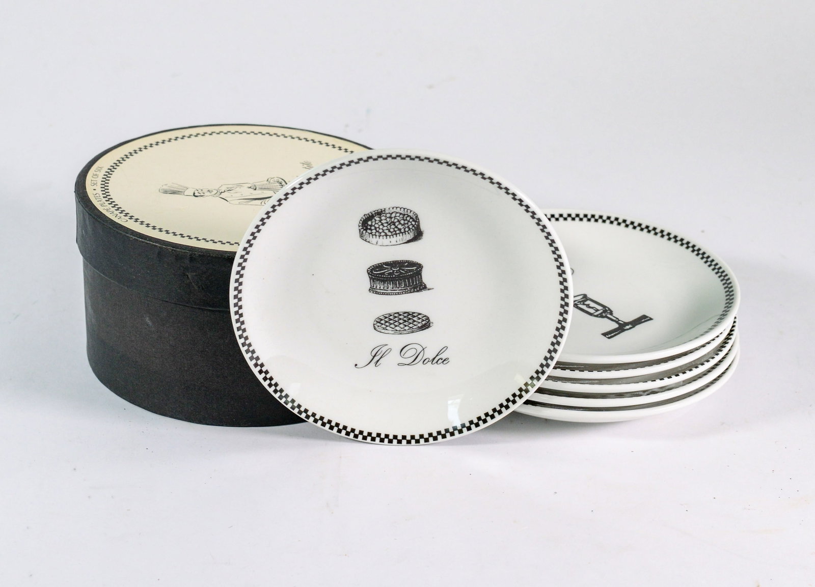 Six Buen Appetito Canape Plates.: Diameter 6 inches.
