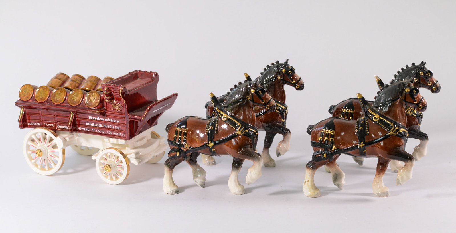 Budweiser Ceramic Wagon With Four Horses. (1 of 4)