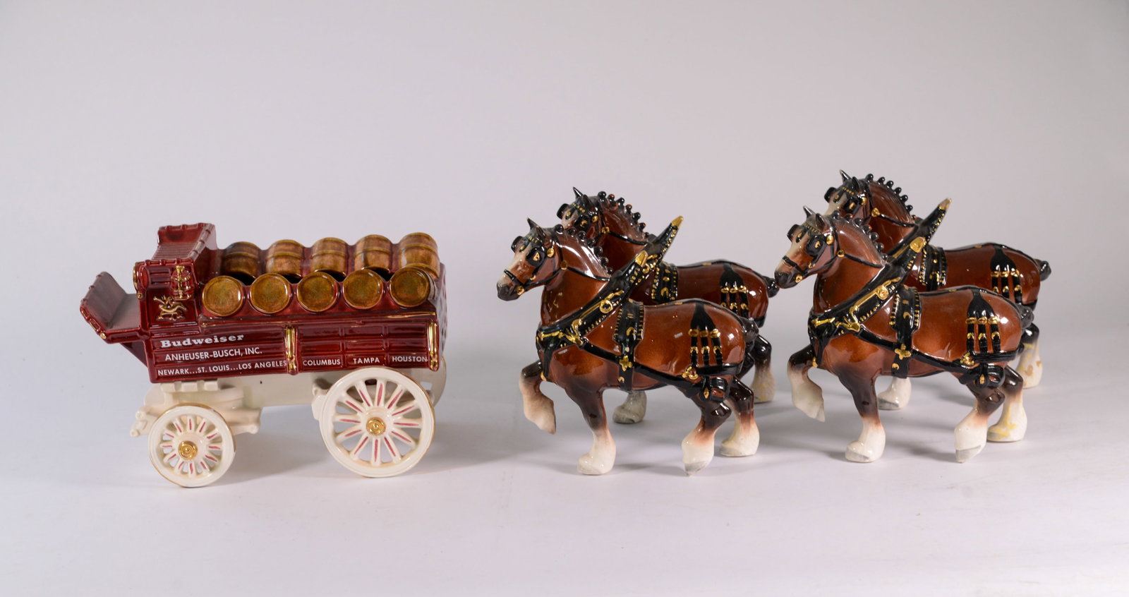 Budweiser Ceramic Wagon With Four Horses. - 4