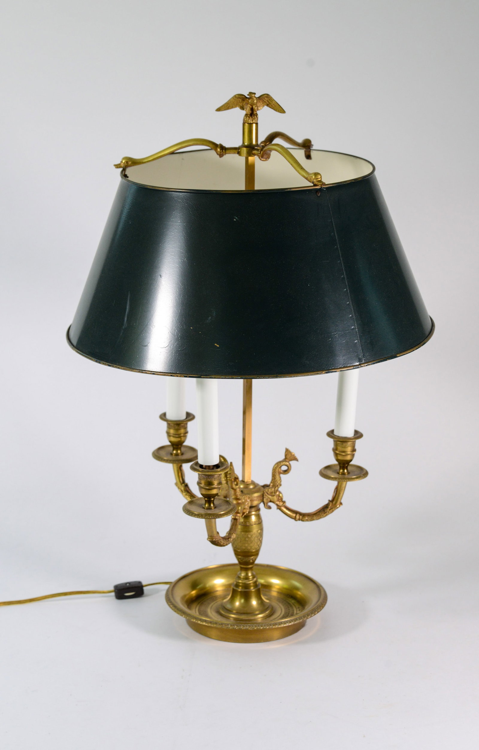 Brass Table Lamp With Dolphins.: Height 24 inches.