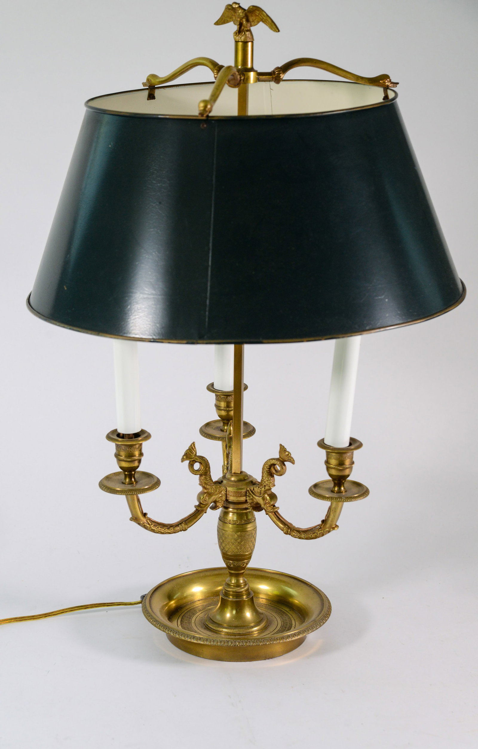 Brass Table Lamp With Dolphins. - 3