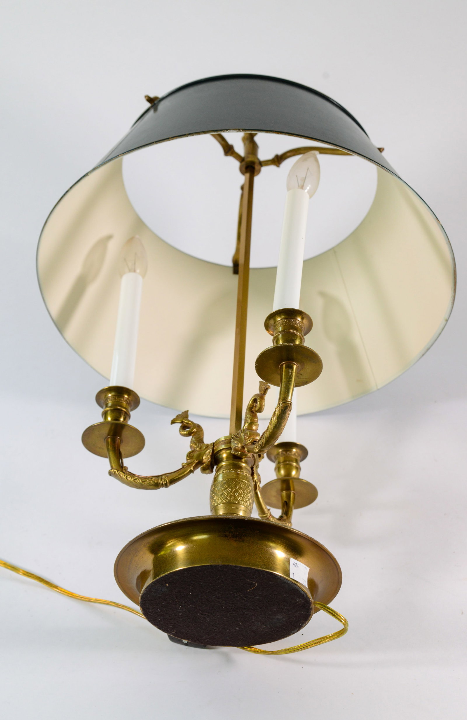 Brass Table Lamp With Dolphins. - 4