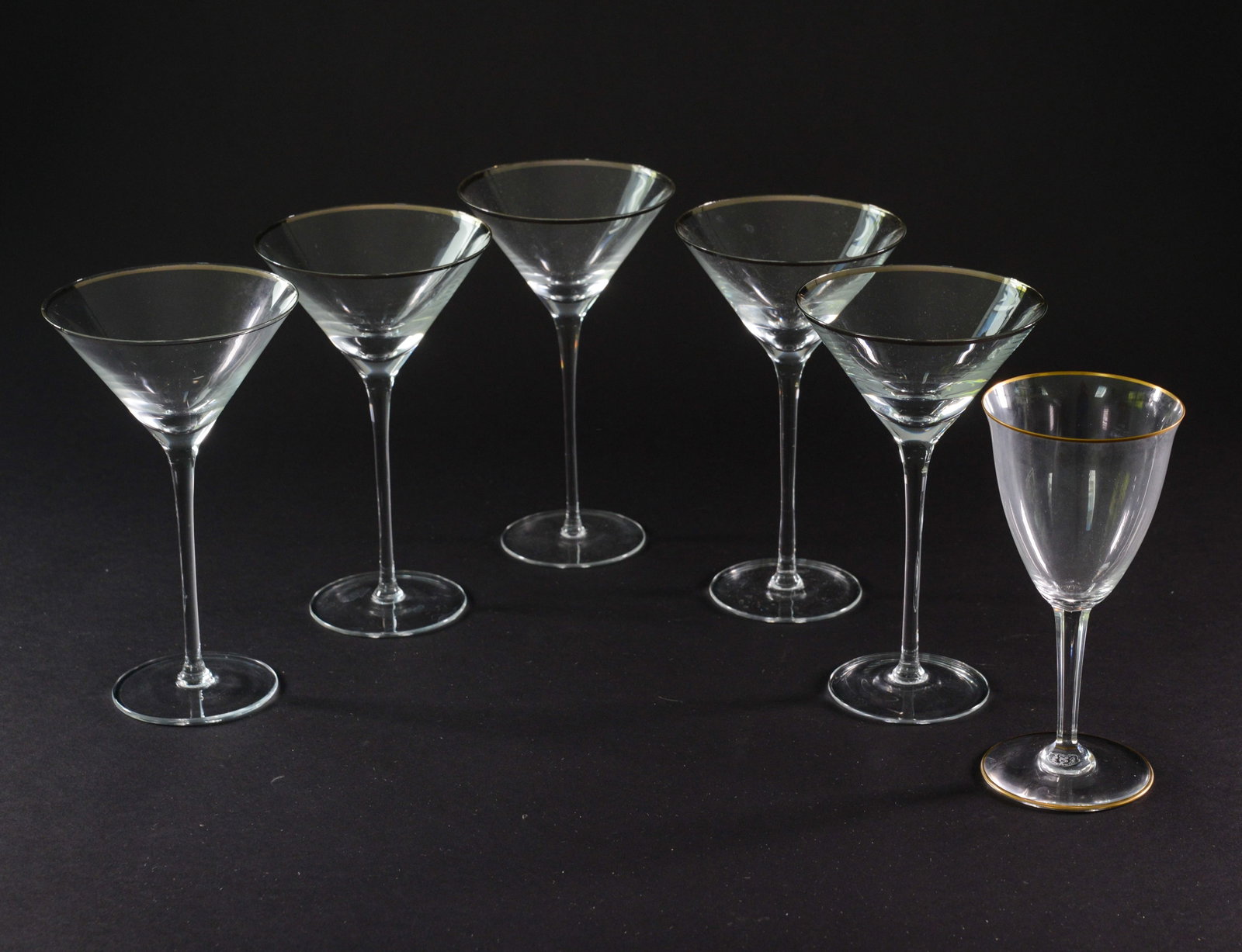 Six Martini Glasses.