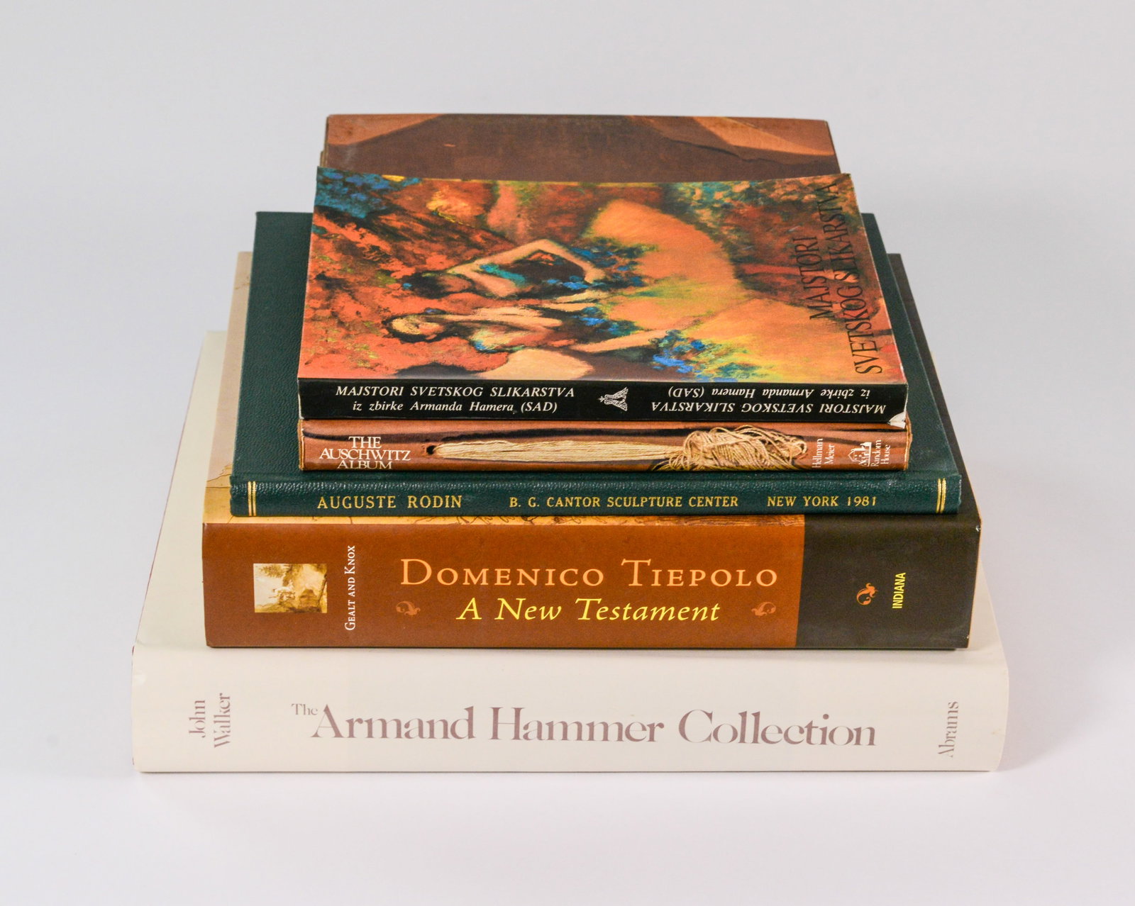 Five Signed Art Books.: The Armand Hammer Collection, Domenico Tiepolo: A New Testament, The Auschwitz Album, Rodin, and Majstori Svetskog Slikarstva.
