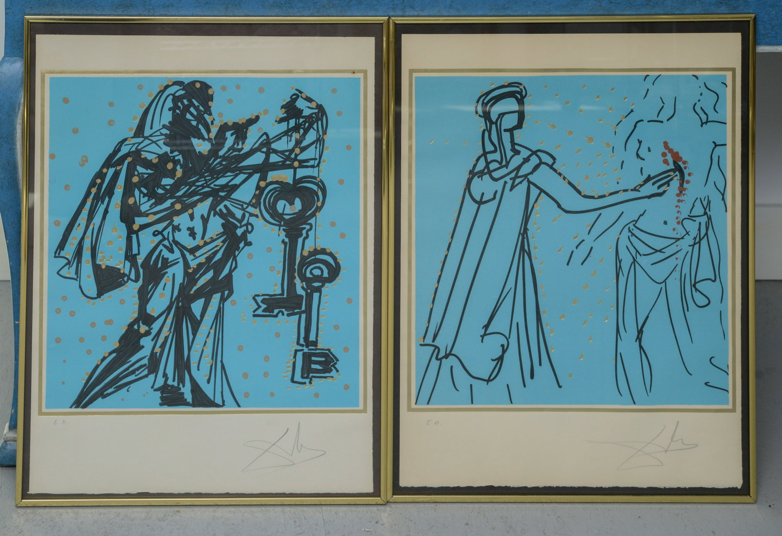 Salvador Dali, Two Prints From the Twelve Apostles.: Signed artist proofs, sheet 25.5 x 18.75 inches. Framed, 27.5 x 20.5 inches.